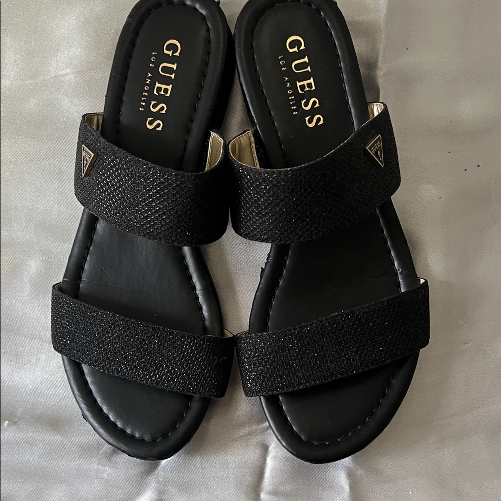 GUESS Black Double Strap Sandals